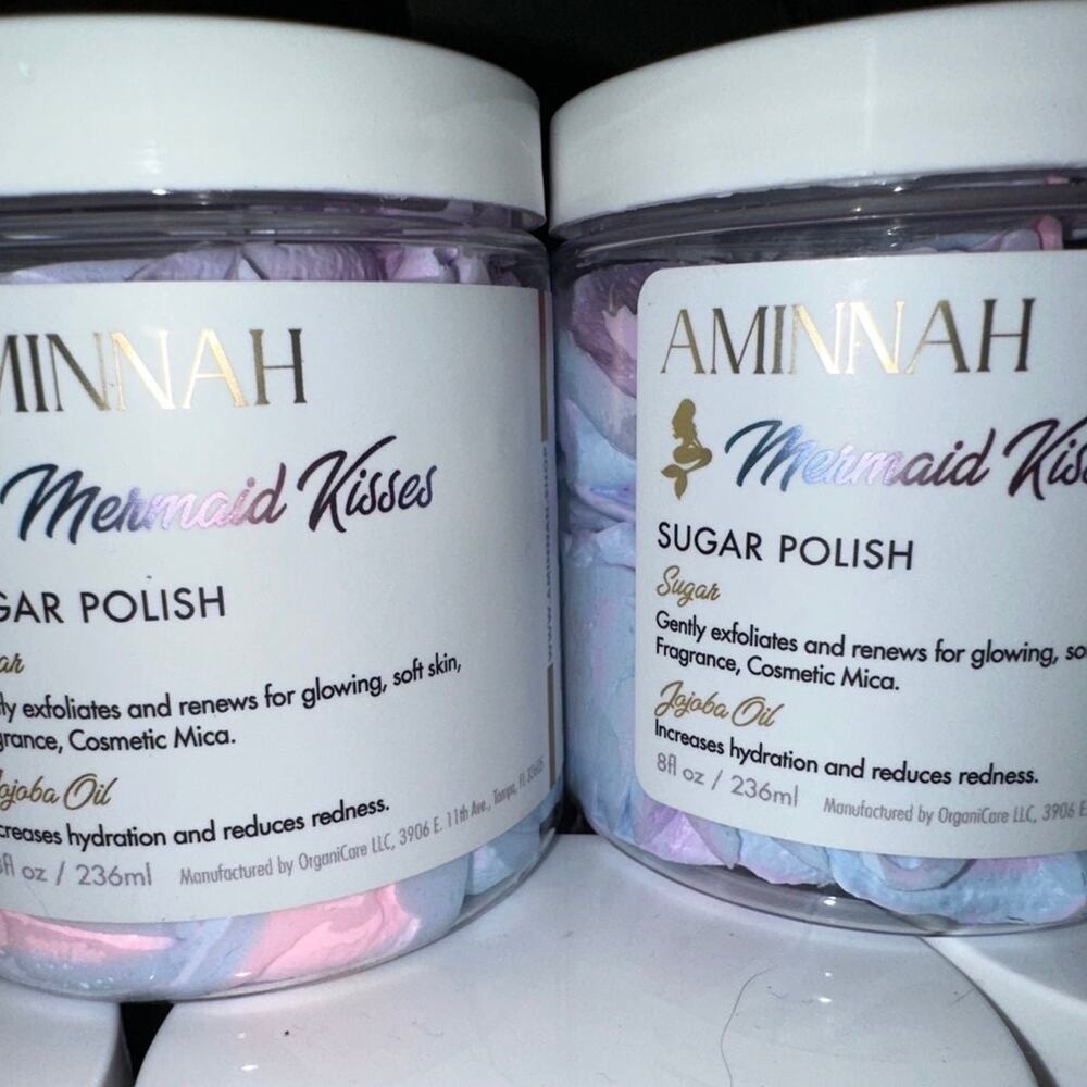 Aminnah AMNH Mermaid Kisses Sugar Polish Set of 2 Jojoba Oil Body Scrub 8oz Each